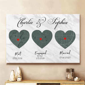 Met, Engaged, Married Canvas Art, Anniversary Wedding Gift, Couple Gift, Gift For Her & Him, Valentine Gift for Him & Her