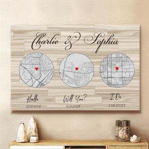 Hello, Will You, I Do, Map Art Canvas, Anniversary Wedding Gift, Gift For Couple, Gift For Him, Anniversary Gift For Him or Her