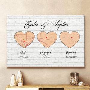 Met, Engaged, Married Canvas Art, Anniversary Wedding Gift, Couple Gift, Gift For Her & Him, Valentine Gift for Him & Her