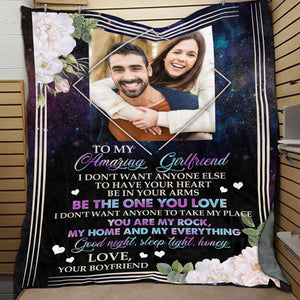 Personalized Photo To My Amazing Girlfriend Fleece Blanket - Gift For Girlfriend