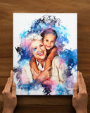 Grandma Gift Photo Watercolor Canvas, Mother's Day Birthday Gift For Grandma, Watercolor Grandma Portrait, Mother's Day Gift, Gift For Grandma, Custom Any Photo Portrait, Framed Canvas