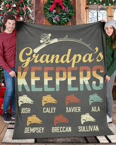 Personalized Fishing Grandpa Gift, Fisherman Gift, Fishing Lover Gift For Grandpa Fleece/Sherpa Blanket