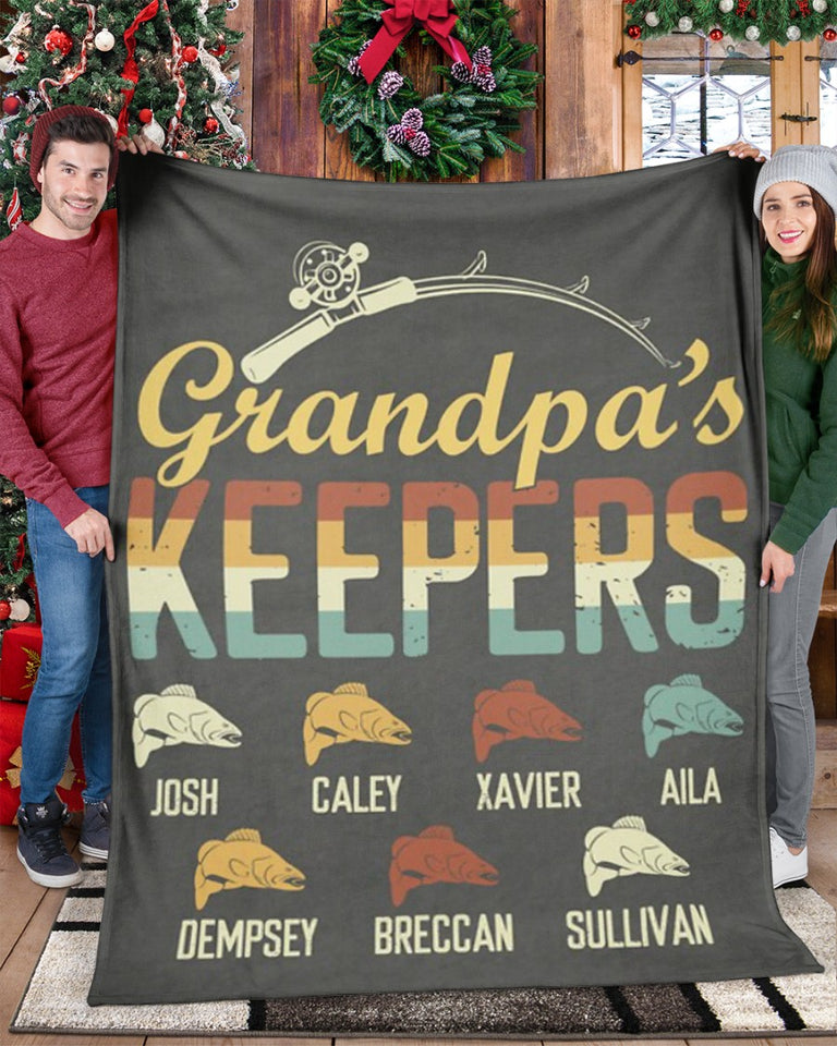 Personalized Fishing Grandpa Gift, Fisherman Gift, Fishing Lover Gift For Grandpa Fleece/Sherpa Blanket