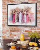 Personalized Bridal Shower Watercolor Portrait, Bachelorette Selfie Watercolor Photo, Bridal Shower Gift, Bachelorette Party Gifts Watercolor Portrait