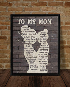 To My Mom Canvas, Mother's Day Gift, Personalized Gift For Mom From Daughter, Christmas Birthday Gift For Mom Print Canvas Wall Art