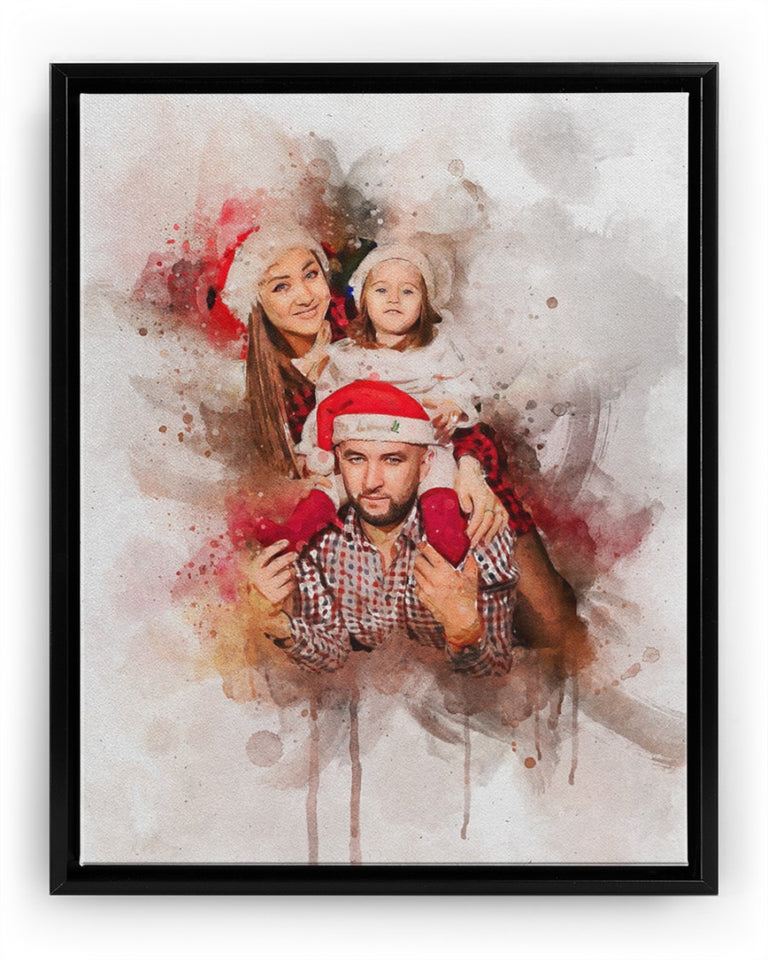 Personalized Watercolor Any Photo Christmas Gift Canvas Wall Art, Christmas Watercolor Art - GreatestCustom