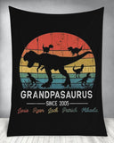 Grandpa Gift, Papa Gift, Gift For Grandpa, Personalized Grandpasaurus Fleece/Sherpa Blanket