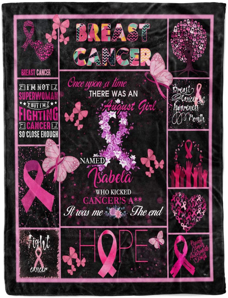 Personalized Custom Breast Cancer Awareness Pink Ribbon Woman Survivor Warrior Fleece Blanket