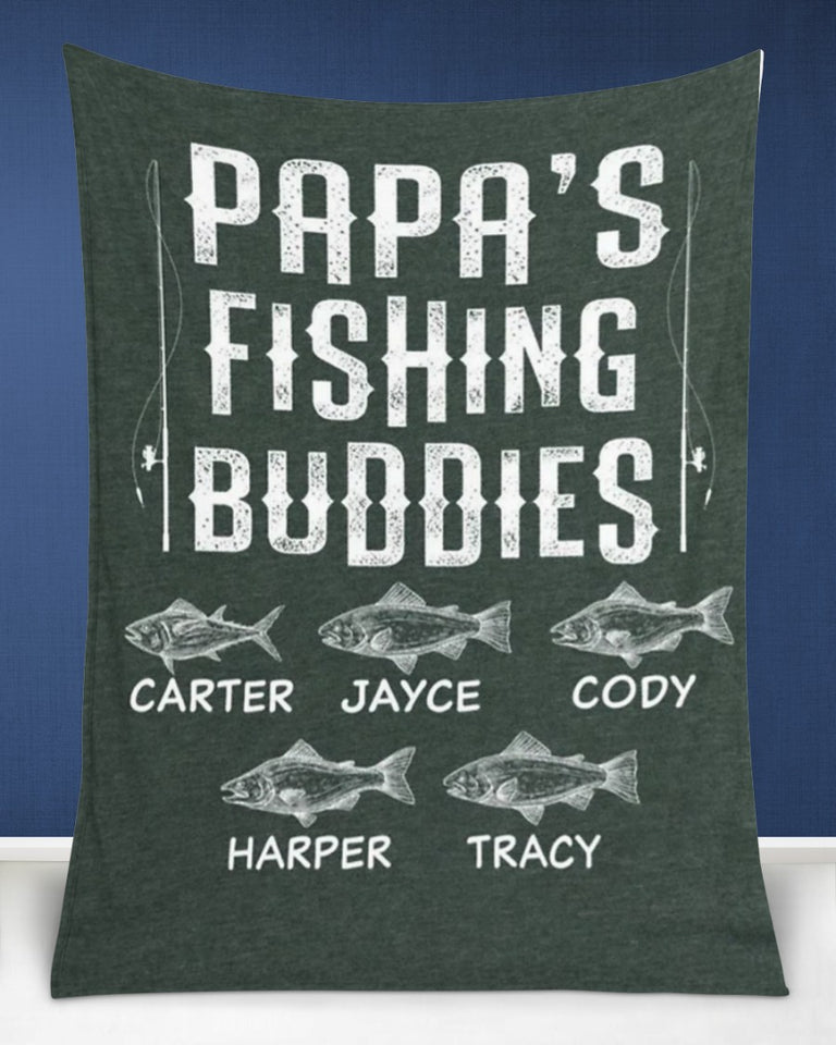 Fishing Grandpa Gift, Fisherman Gift, Fishing Lover Gift For Grandpa,Personalized Papa's Fishing Buddies Fleece/Sherpa Blanket
