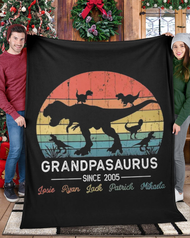 Grandpa Gift, Papa Gift, Gift For Grandpa, Personalized Grandpasaurus Fleece/Sherpa Blanket