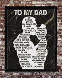 To My Dad Canvas, Father's Day Gift, Personalized Gift For Dad From Daughter, Christmas Birthday Gift For Dad Print Canvas Wall Art