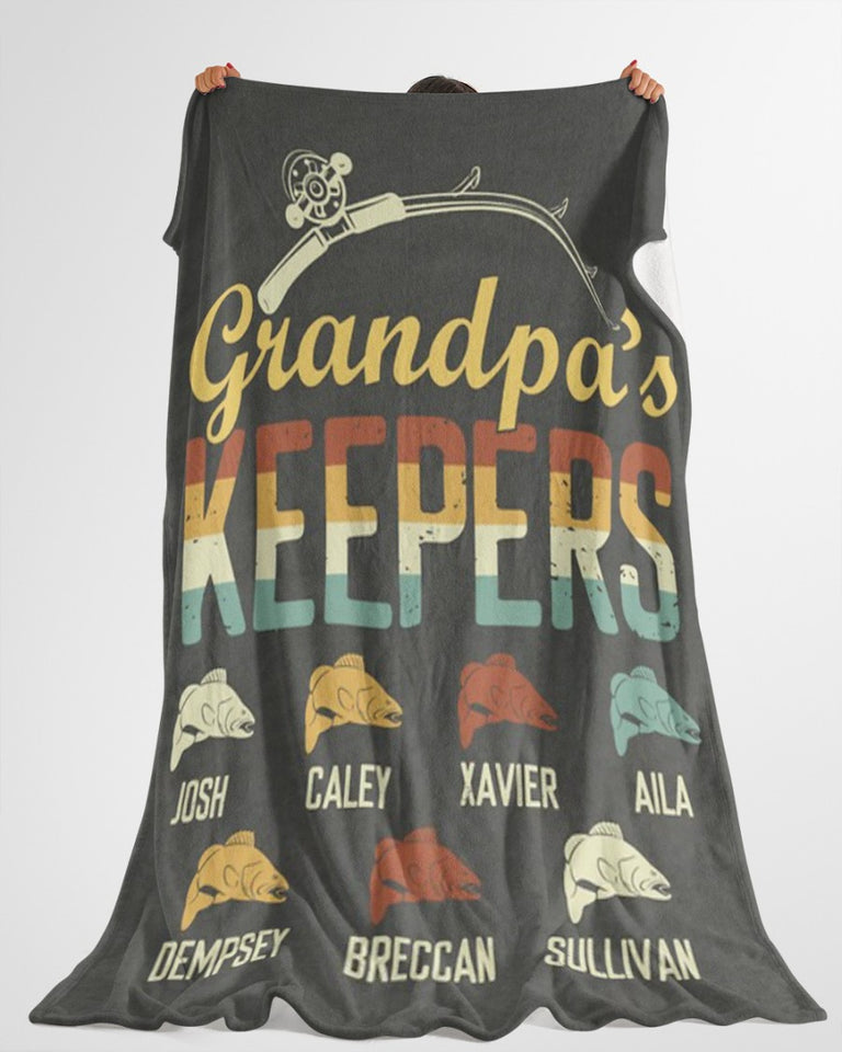 Personalized Fishing Grandpa Gift, Fisherman Gift, Fishing Lover Gift For Grandpa Fleece/Sherpa Blanket