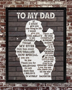 To My Dad Canvas, Father's Day Gift For Dad From Daughter, Christmas Birthday Gift For Dad Canvas