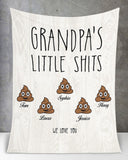 Grandpa Gift, Christmas Gift For Grandpa, Papa Gift, Gift Ideas For Grandpa, Personalized Grandpa's Little Shits Fleece/Sherpa Blanket