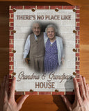 Personalized Gift For Grandparents Custom Wall Art Canvas, Grandparents Gift Canvas, There is No Place Like Grandma & Grandpa's House Brick Texture Canvas