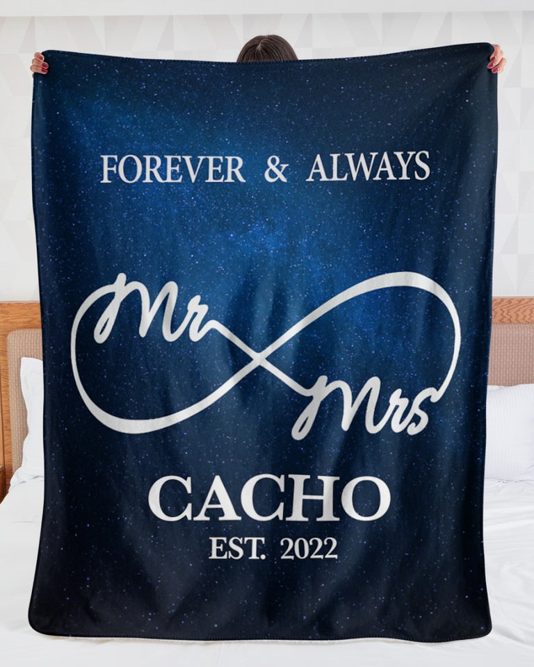 Personalized Mr & Mrs Gift, Couple Gift, Engaged Gift, Gift For Her, Gift For Him, Wedding Gift Premium Blanket