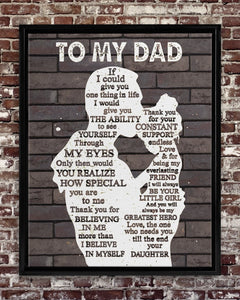To My Dad Canvas, Father's Day Gift, Personalized Gift For Dad From Daughter, Christmas Birthday Gift For Dad Print Canvas Wall Art
