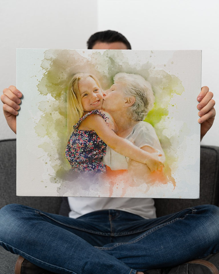 Grandma Gift Photo Canvas, Birthday Gift For Grandma, Mother's Day Gift, Gift For Grandma, Custom Any Photo Portrait, Framed Canvas