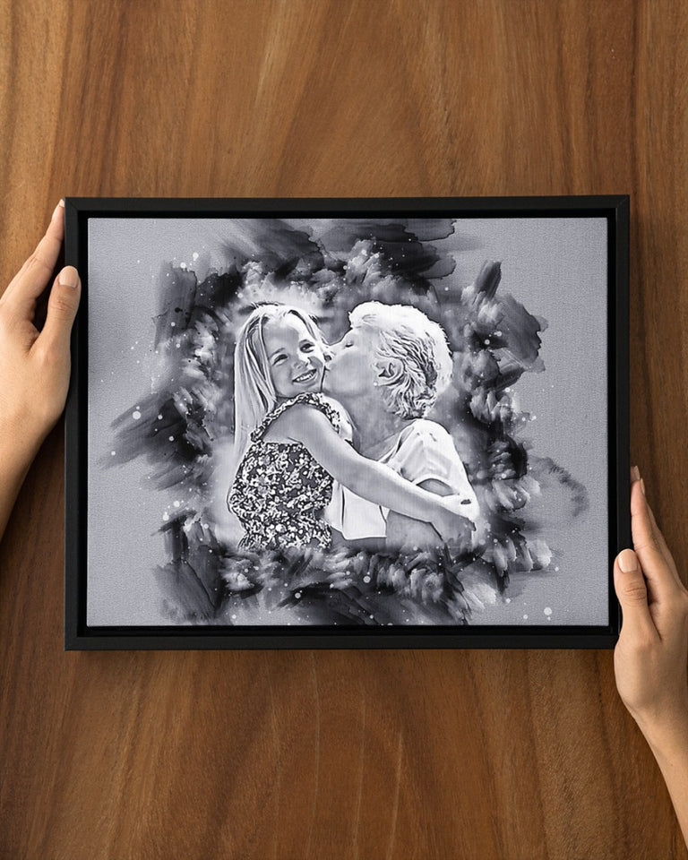 Grandma Gift Photo Black & White Canvas, Mother's Day Birthday Gift For Grandma, Grandma Portrait, Mother's Day Gift, Gift For Grandma, Custom Any Photo Portrait, Framed Canvas