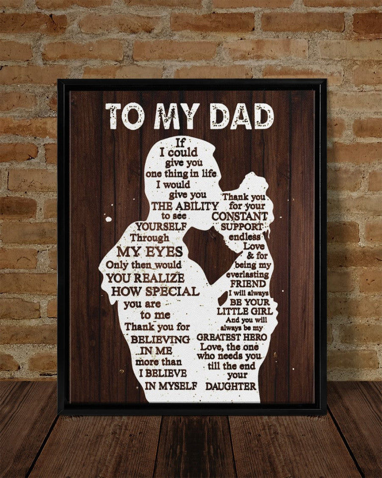 To My Dad Canvas, Father's Day Gift, Personalized Gift For Dad From Daughter, Christmas Birthday Gift For Dad Print Canvas Wall Art