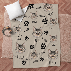 Custom Pet Photo blanket, Any Pet Photo Blanket, Cat Photo Blanket, Cat Mom Gift, Cat Grandma Gift