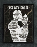 To My Dad Canvas, Father's Day Gift, Personalized Gift For Dad From Daughter, Christmas Birthday Gift For Dad Print Canvas Wall Art