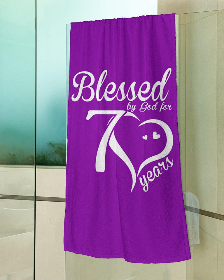 Blessed By God for 70 Years, 70th Birthday Beach Towels , 70th Birthday Gifts Ideas , 70th Birthday Bifts For Women , 70th Birthday Bifts For Her, Bath Towels