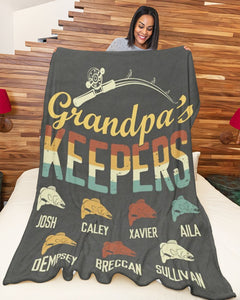 Personalized Fishing Grandpa Gift, Fisherman Gift, Fishing Lover Gift For Grandpa Fleece/Sherpa Blanket
