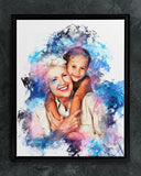 Grandma Gift Photo Watercolor Canvas, Mother's Day Birthday Gift For Grandma, Watercolor Grandma Portrait, Mother's Day Gift, Gift For Grandma, Custom Any Photo Portrait, Framed Canvas