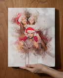 Personalized Watercolor Any Photo Christmas Gift Canvas Wall Art, Christmas Watercolor Art - GreatestCustom