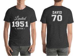 Personalized 1951 Limited Edition 70th Birthday Party Shirt, Birthday Gifts, 70 Years Old Shirt, Limited Edition 70 Year Old, 70th Birthday Party Tee Shirt