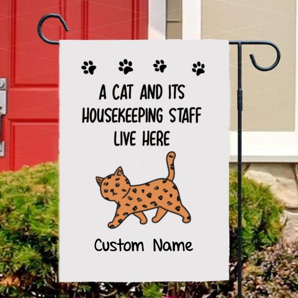 Cats And Staff Live Here Personalized Cat Decorative Garden Flags