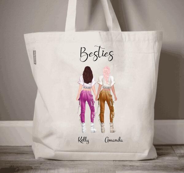 Custom Friends Canvas Tote Bag, Personalized Tote Bag, Sisters Gift, Birthday Gift, Gift For Her, Bestie Gift