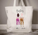 Custom Friends Canvas Tote Bag, Personalized Tote Bag, Sisters Gift, Birthday Gift, Gift For Her, Bestie Gift