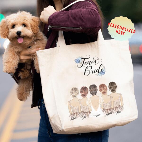 Personalized Bridesmaid Tote Bag, Bridal Party Tote Bag, Team Bride Tote Bag, Bridesmaid Gift, Wedding Keepsake, Personalized Bridesmaid Gift