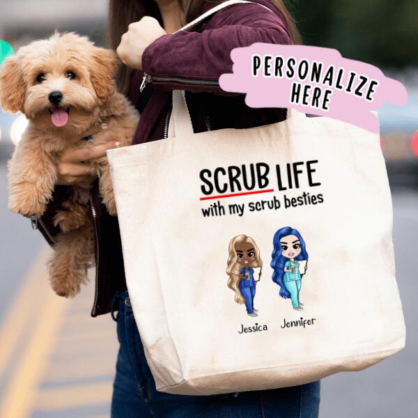 Personalized Nurse Scrub Life Tote Bag, Nurse Life Gift, Nurse Bag, Nurse Gift, Nursing Gift Tote Bag