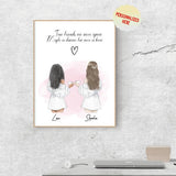 Long Distance Personalized Name Best Friends Portrait, Birthday Gifts for Her, Besties Gifts