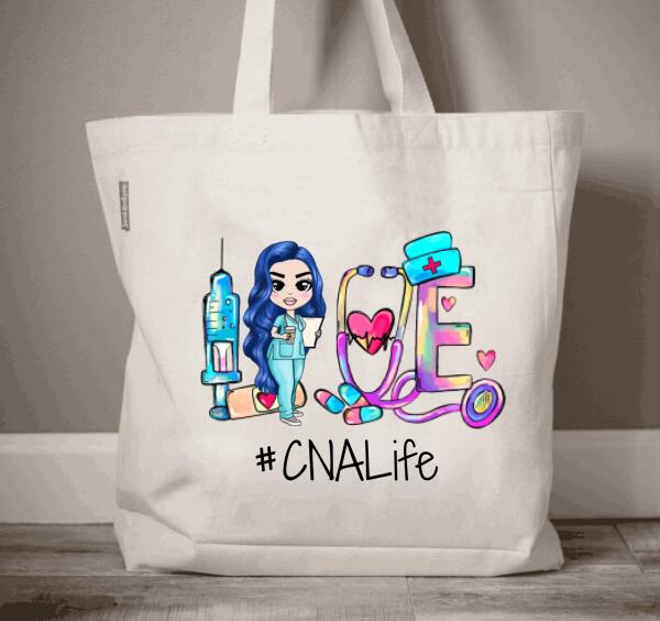 Personalized Nurse Life Love Tote Bag, Nurse Tote Bag, Nurse Gift, Nursing Gift, CNA Nurse, Birthday Nurse Gift Ideas