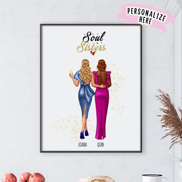 Personalized Soul Sister Art Print, Best Friend Gift, BFF Gift, Birthday Gift for Best Friend, BFF Art