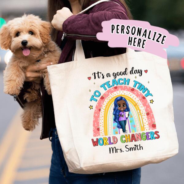 Personalized Teacher Rainbow Back To School Tote Bag, Teacher Rainbow Gift, Teacher Tote Bag, Back To School Gift