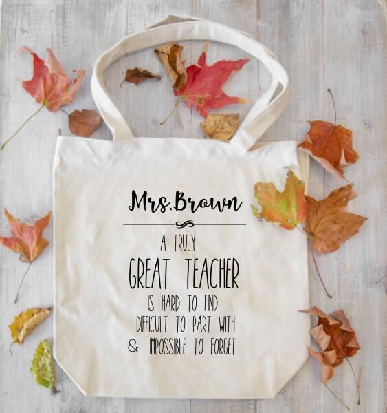 Truly Great Teacher Tote Gift Bag , Teacher Gift , Personalized Teacher Name Great Teacher Tote Bag Gift , Monogrammed Tote Canvas , Teacher Bag