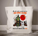 Personalized Dog Witch Halloween Premium Tote bag, Gift For Dog Lovers, Halloween Gift, Gift For Mom, Gift For Her