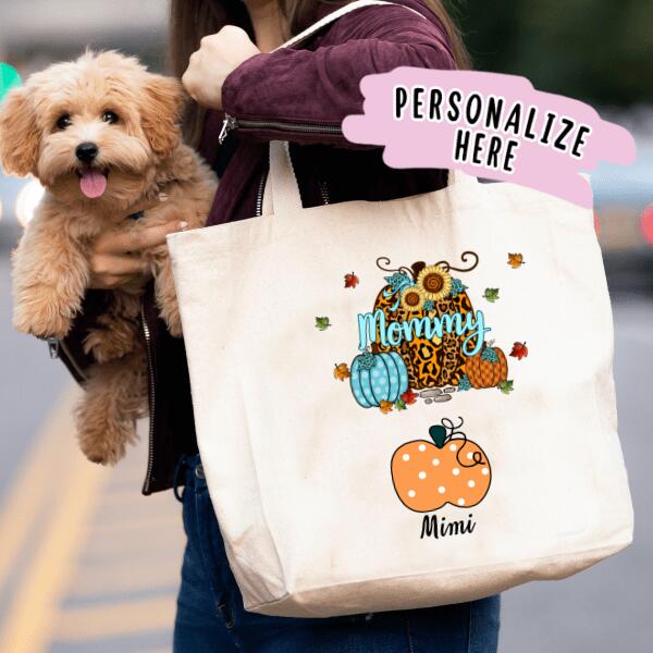 Personalized Mom Halloween Premium Tote Bag, Halloween Pumpkins Gift, Gift For Mom, Gift For Her