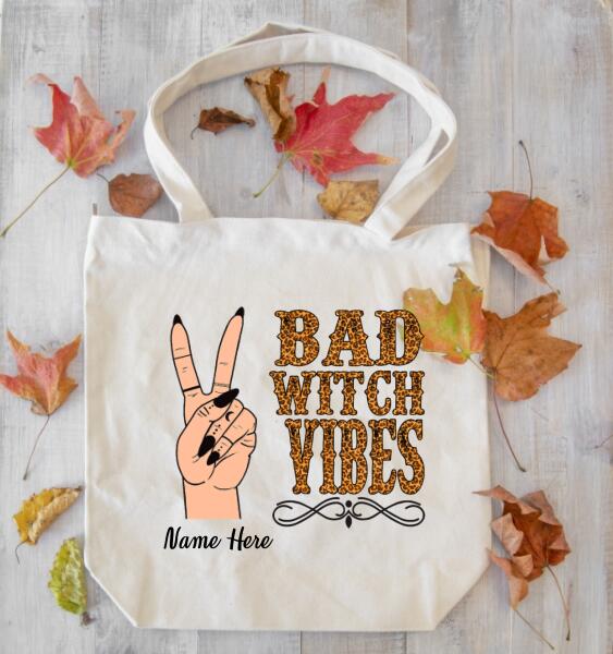 Personalized Halloween Premium Tote Bag, Custom Bad Witch Vibe Halloween Gift, Gift For Her
