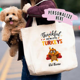 Personalized Turkey Fall Halloween Premium Tote Bag, Mom Grandma Turkey Kid Custom, Halloween Gift Party, Gift For Mom For Her