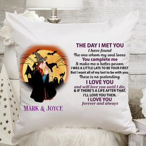 Personalized Couple Love Story Halloween Premium Pillow, Gift For Her, Gift For Him The Day I Met You