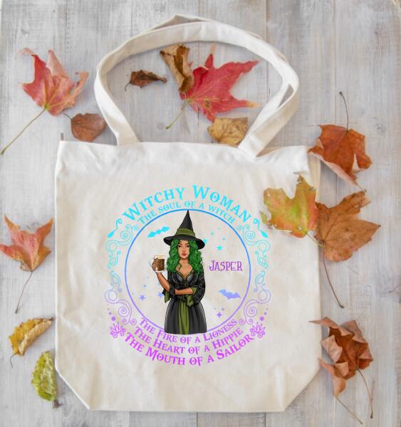 Personalized Halloween Witchy Woman Premium Tote bag, Gift For her