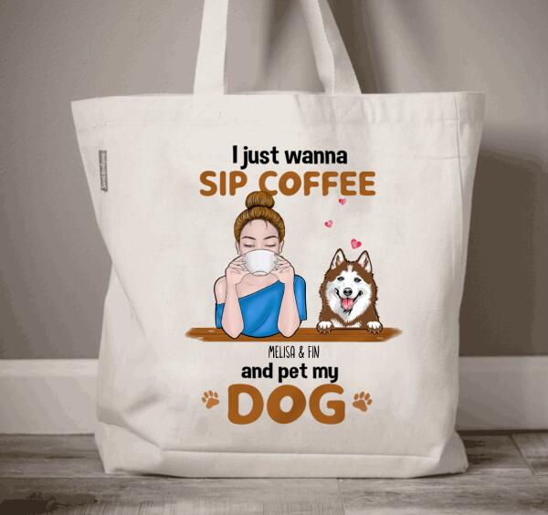 Personalized Fall Dog Mom Sip Coffee Tote Bag, Gift for Dog Lovers