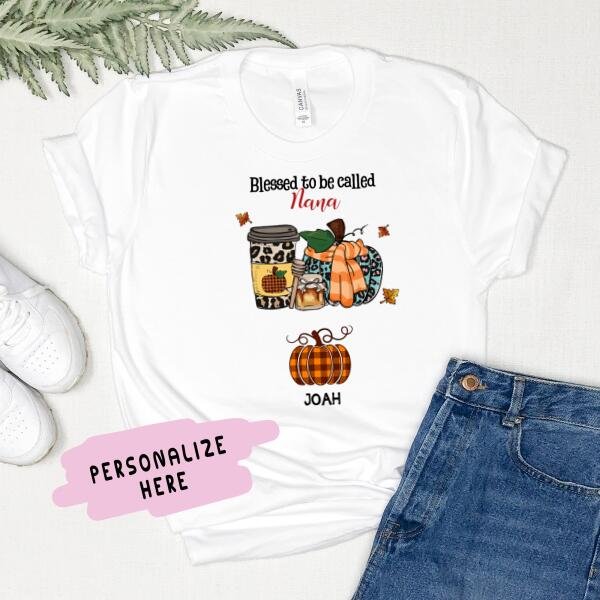 Personalized Fall Blessed Shirt, Halloween Gift For Grandma, Gift For nana
