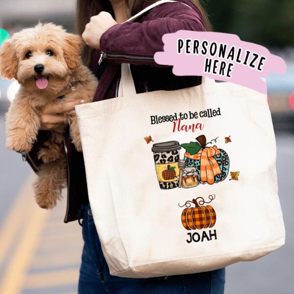 Personalized Fall Halloween Tote bag, Halloween Gift For Grandma, Gift For nana